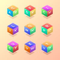 3D Cube School Themed Alphabet Vector