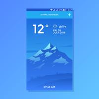 Vector de diseño de pantalla de Chilly Mountain Background Weather App Vector