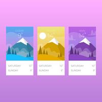 Flat weather app screens With Gradient Background Vector Illustration