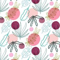 Girly Pattern With Leaves And Shapes vector