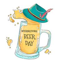 Beer With Germany Hat To Beer Day vector