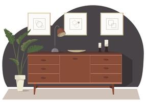 Vector habitación y muebles ilustración