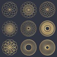Gold geometric circle designs vector