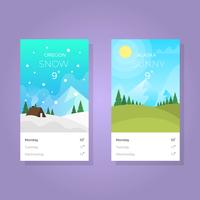 Flat  Weather Apps Screen With Gradient Background Vector Illustration