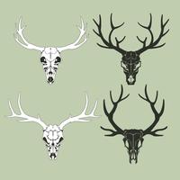 Set of a deer skull silhouette