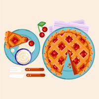 Vector Cherry Pie Illustration