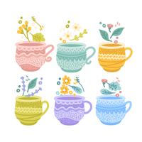 Vector coloridas tazas de té