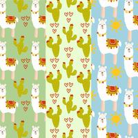 Vector patrones de lamas y cactus