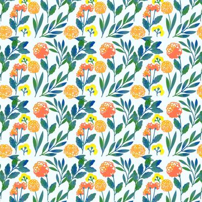 Vector Colorful Hand Drawn Floral Pattern