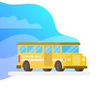Flat School Bus With Gradient background Vector Illustration