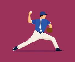 Jugador de béisbol en acción vector