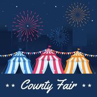 Carnival And Fun Fair With A Painted Tent And Fireworks On City Landscapes  vector