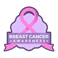 Flat Breast Cancer Awareness badge Social Media Vector Background Template