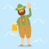 Man In Lederhosen On Blue Vector