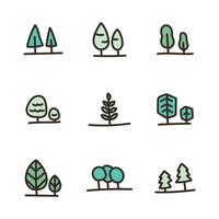 Outlined Bold Doodled Trees vector