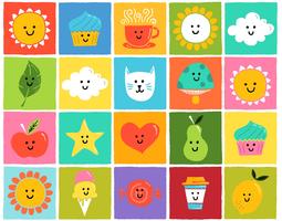 cute colorful icons vector
