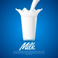 Milk Splash On Glass Vector Illustration