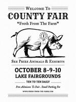 County Fair Livestock Show Vintage Poster vector
