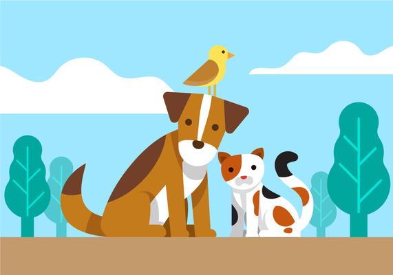 Free cat and dog - Vector Art