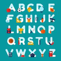 School Themed Alphabet Vector