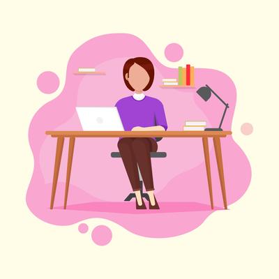Female Developer Vector Illustration