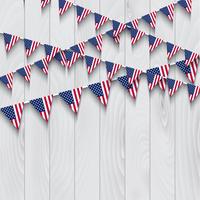 Flag bunting on wooden background vector