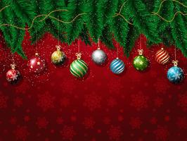 Christmas baubles background vector