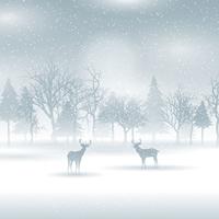 Ciervos en un paisaje de invierno vector