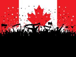 Fiesta multitud en bandera canadiense vector