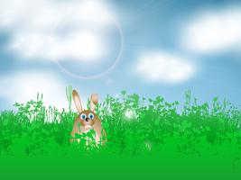 Easter bunny in grass vector