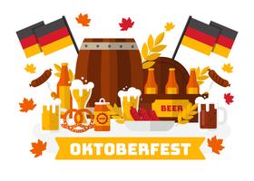 Oktoberfest With Bavarian Food Vector. vector