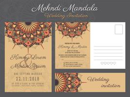 Classic vintage wedding invitation card design with beautiful Ma vector