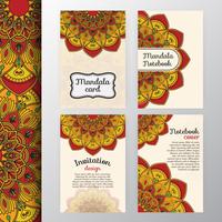 Set of vintage invitation and background design with Mandala dec vector