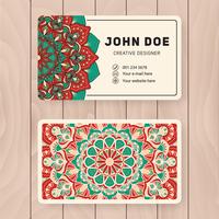 Creative useful business name card design. Vintage colored Manda vector