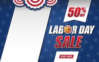 Labor day sale background design with USA flag and black space vector