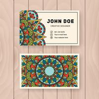 Creative useful business name card design. Vintage colored Manda vector