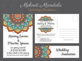 Classic vintage wedding invitation card design with beautiful Ma vector