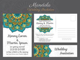 Classic vintage wedding invitation card design with beautiful Ma vector