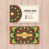 Creative useful business name card design. Vintage colored Manda vector