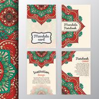 Set of vintage invitation and background design with Mandala dec vector