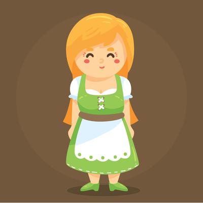 Cute Lady In Dirndl Vector