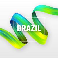 Curl Of Liquid Paint In Brazilian Flag Colors vector