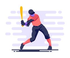 Jugador de béisbol en acción vector