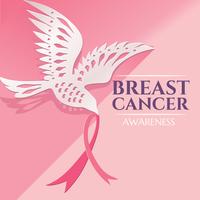 Diseño de conciencia del cáncer de mama con Dove Bird Arte de papel con cinta rosada vector