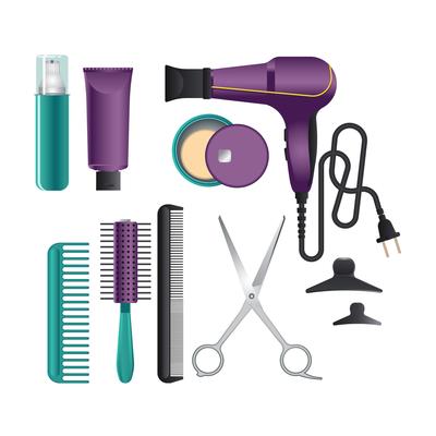 Professional Salon Tools on white Background