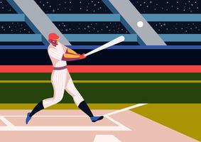 Player Playing At Baseball Park vector