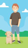 Boy and his dog vector