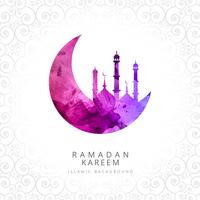 Ramadan Kareem elegant card with mosque decorative background vector