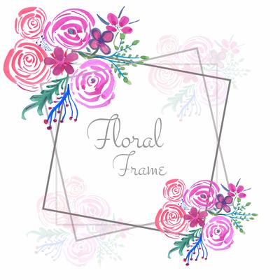 Abstract watercolor wedding floral frame background