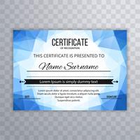 Modern blue polygon certificate template background vector